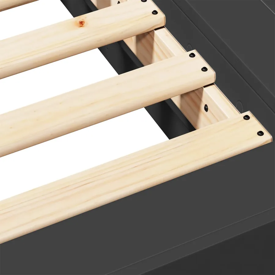 Cadre de lit sans matelas noir 75x190 cm - 8