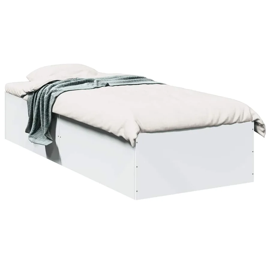 Cadre de lit sans matelas blanc 75x190 cm bois d'ingénierie - 2