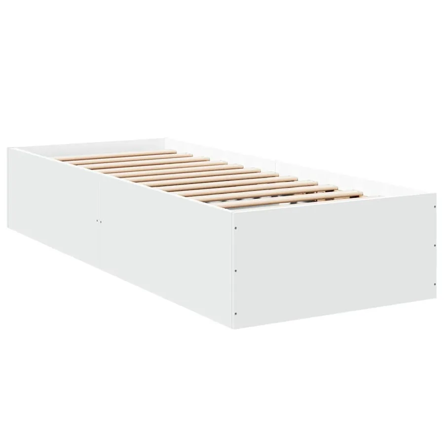 Cadre de lit sans matelas blanc 75x190 cm bois d'ingénierie - 3
