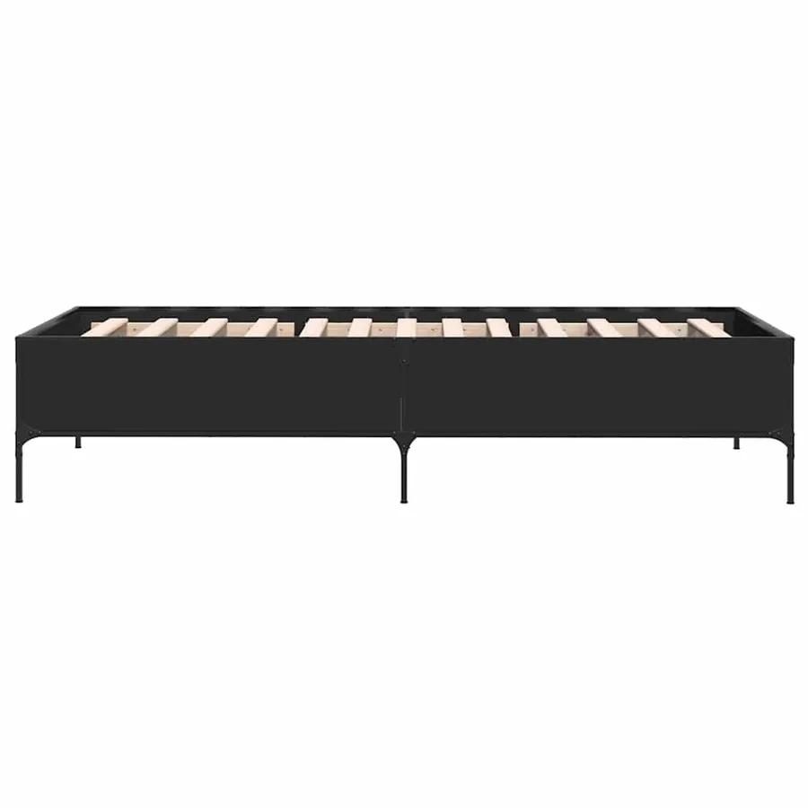 Cadre de lit sans matelas noir 90x200 cm - 5
