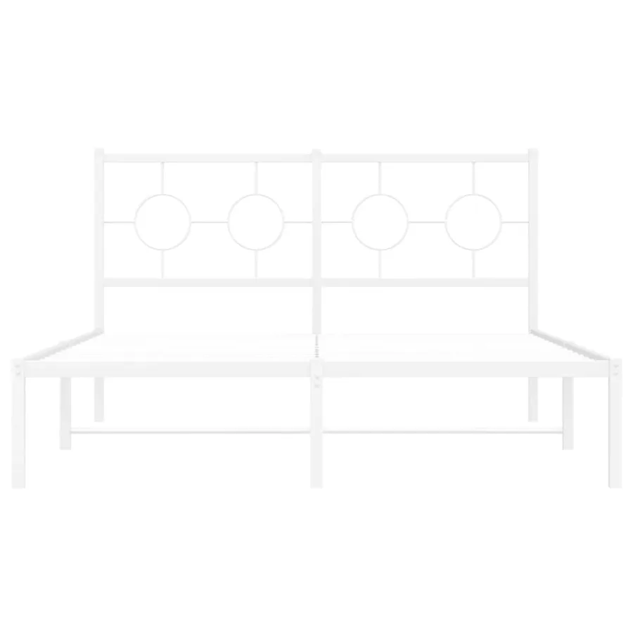 Cadre de lit métal sans matelas et tête de lit blanc 135x190 cm - 5