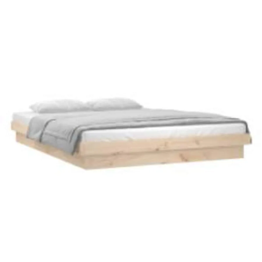 Cadre de lit à LED sans matelas 140x200 cm bois massif - 4