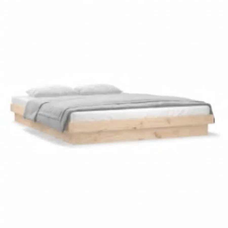 Cadre de lit à LED sans matelas 140x200 cm bois massif - 5