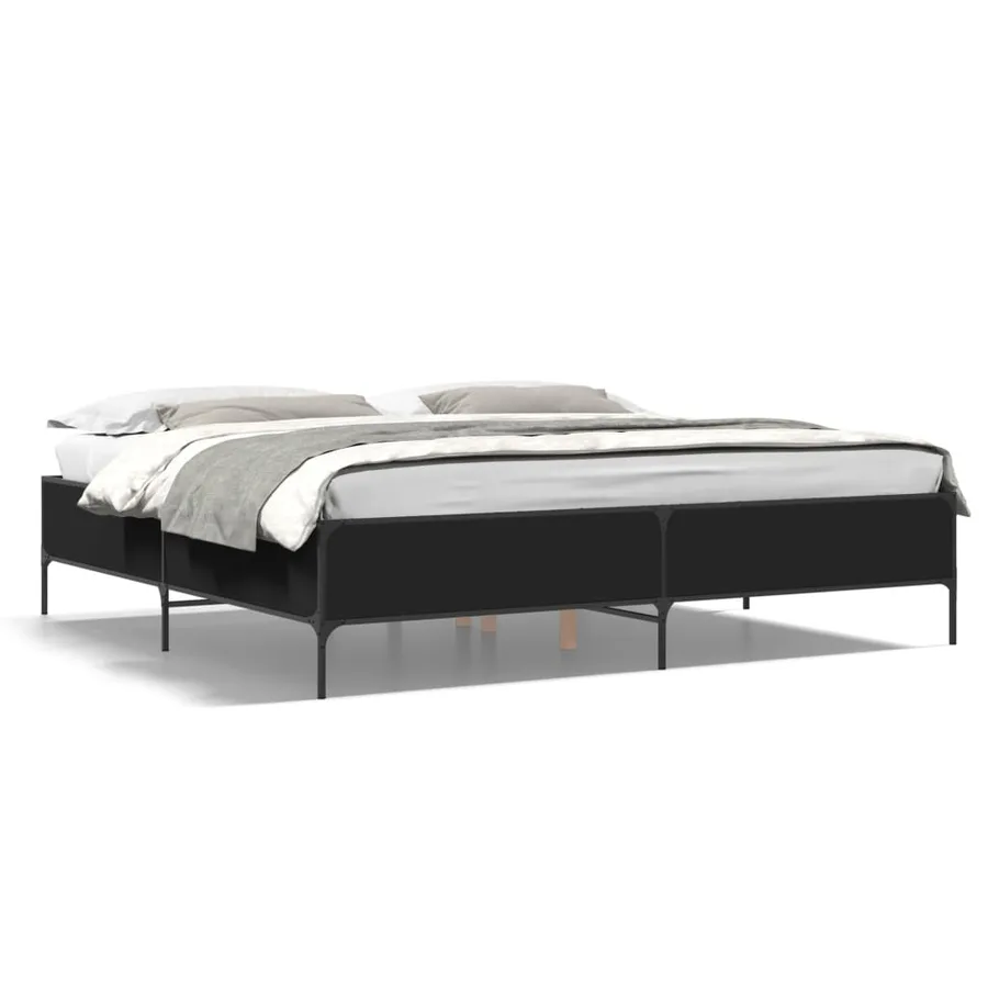 Cadre de lit sans matelas noir 200x200 cm - 2