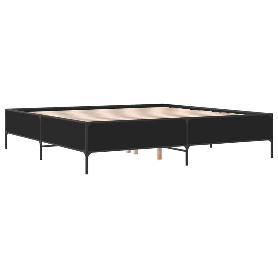 Cadre de lit sans matelas noir 200x200 cm - 3