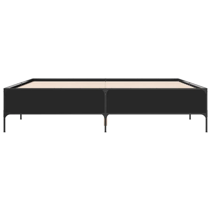 Cadre de lit sans matelas noir 200x200 cm - 4
