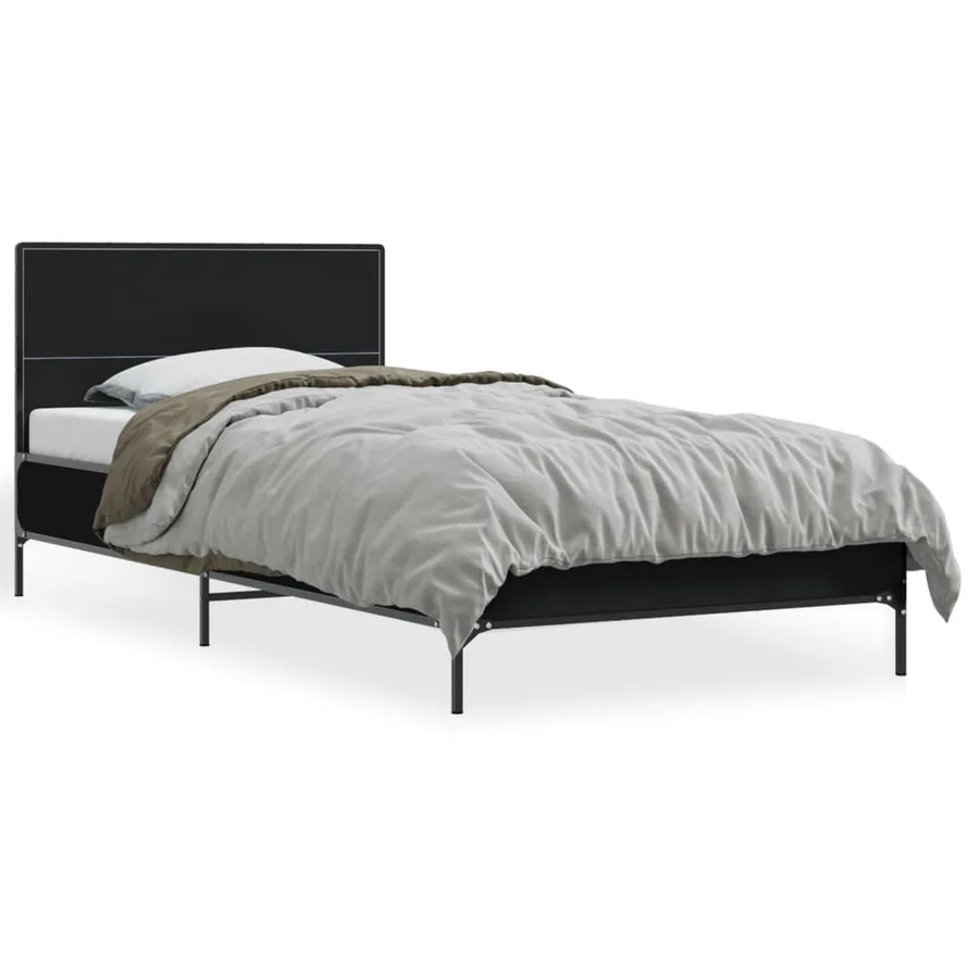 Cadre de lit sans matelas noir 90x190 cm - 2