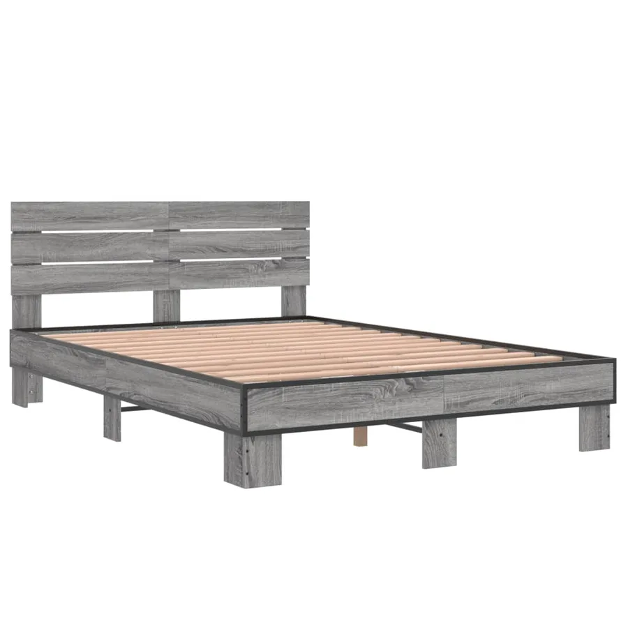 Cadre de lit sans matelas sonoma gris 140x200 cm - 3
