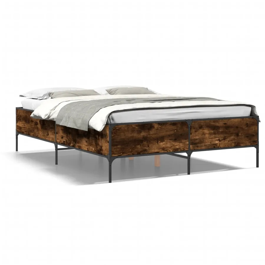 Cadre de lit sans matelas chêne fumé 120x200 cm - 2