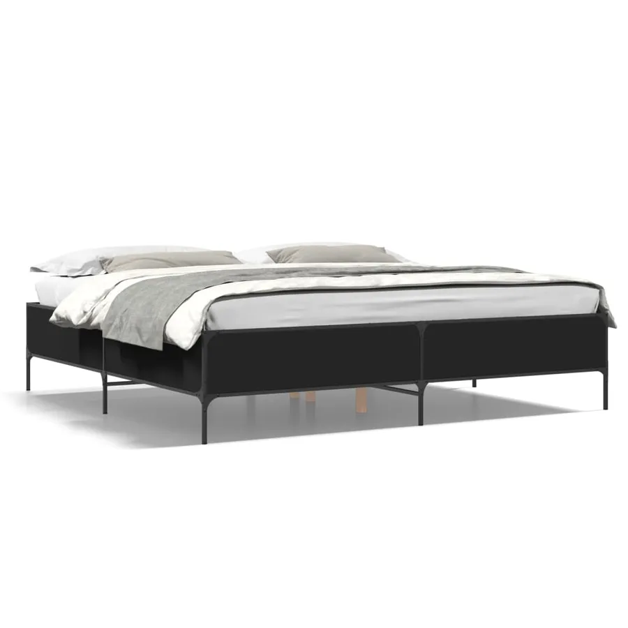 Cadre de lit sans matelas noir 180x200 cm - 2