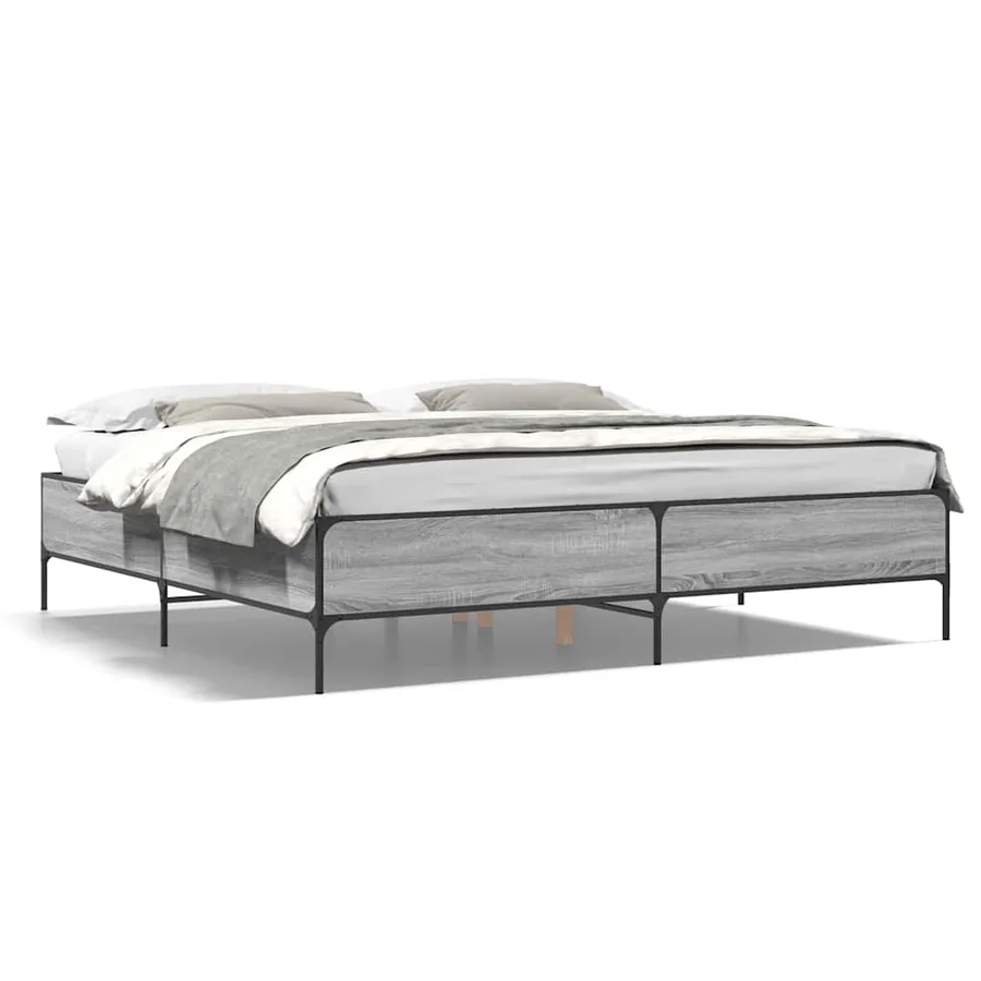 Cadre de lit sans matelas sonoma gris 200x200 cm - 2