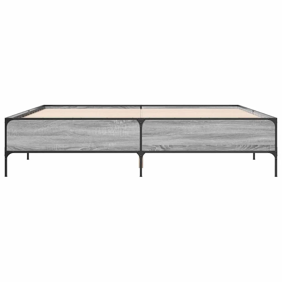 Cadre de lit sans matelas sonoma gris 200x200 cm - 4