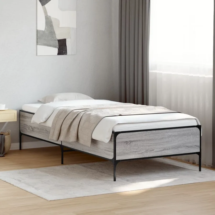 Cadre de lit sans matelas sonoma gris 100x200 cm