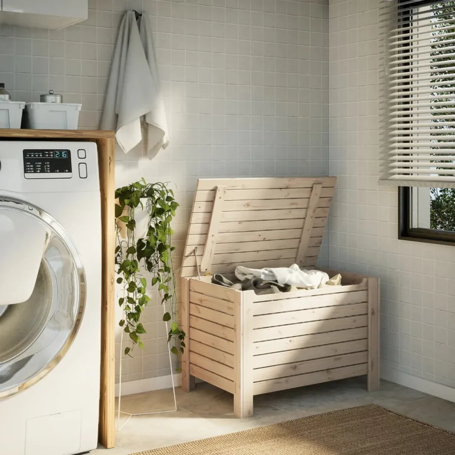 Boîte de rangement avec couvercle RANA bois massif de pin - 3