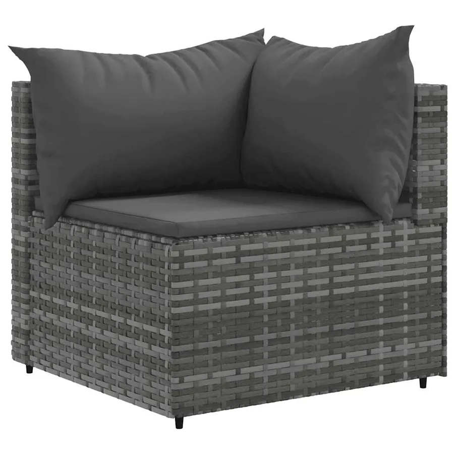 Salon de jardin 4 pcs avec coussins Gris Résine tressée - 5