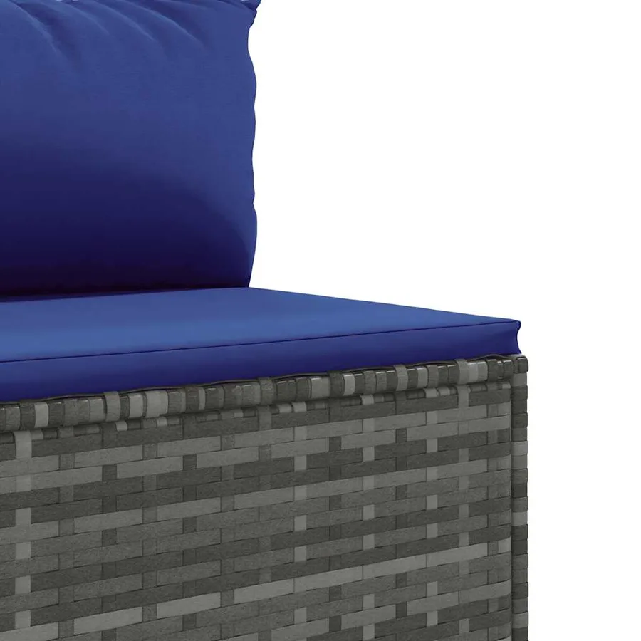 Salon de jardin 7 pcs avec coussins Gris Résine tressée - 9