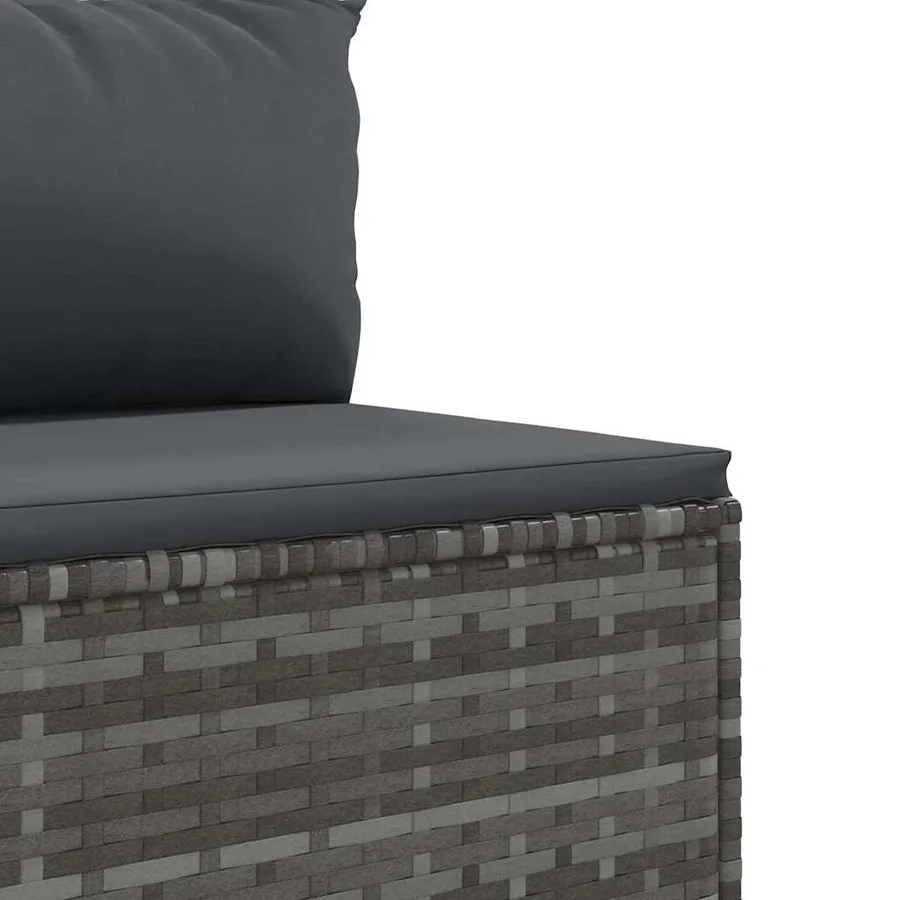 Salon de jardin 9 pcs avec coussins Gris Résine tressée - 5