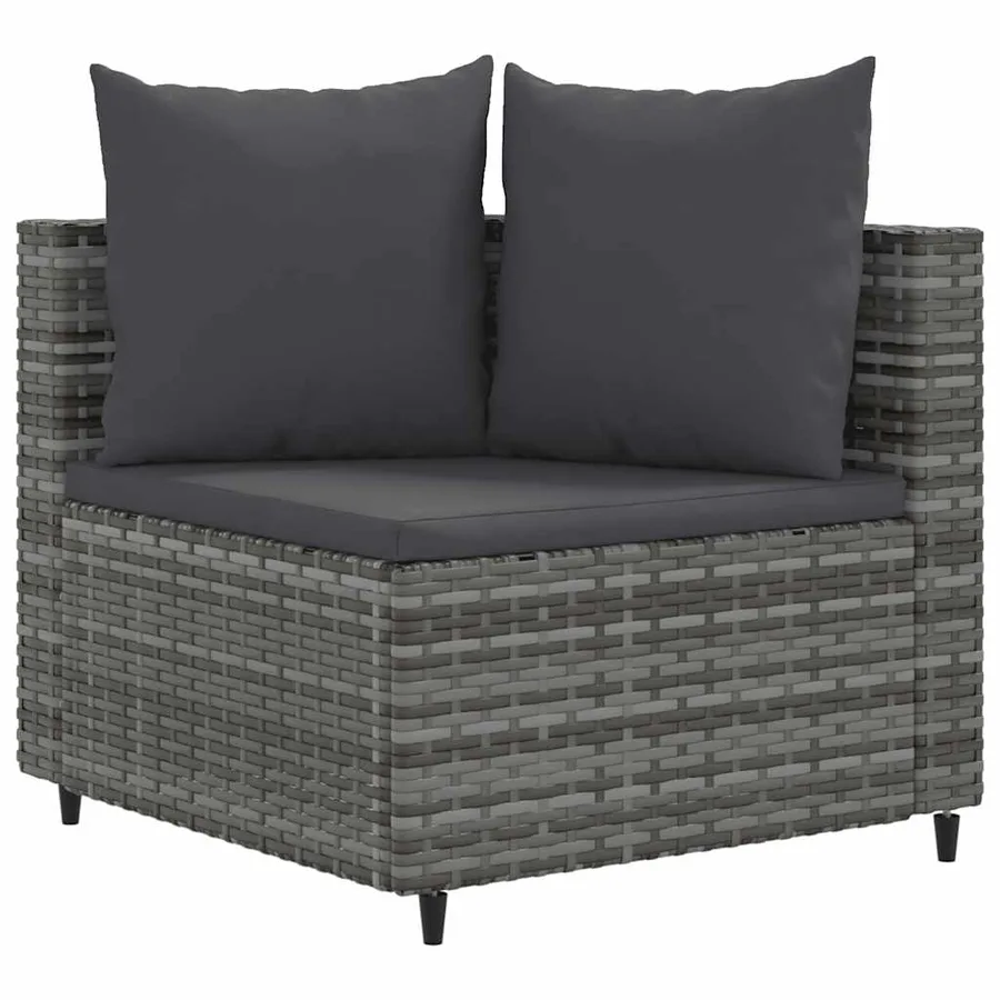 Salon de jardin avec coussins 10 pcs gris résine tressée - 3