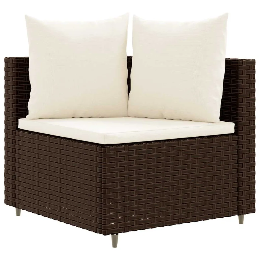 Salon de jardin avec coussins 7 pcs marron résine tressée - 3