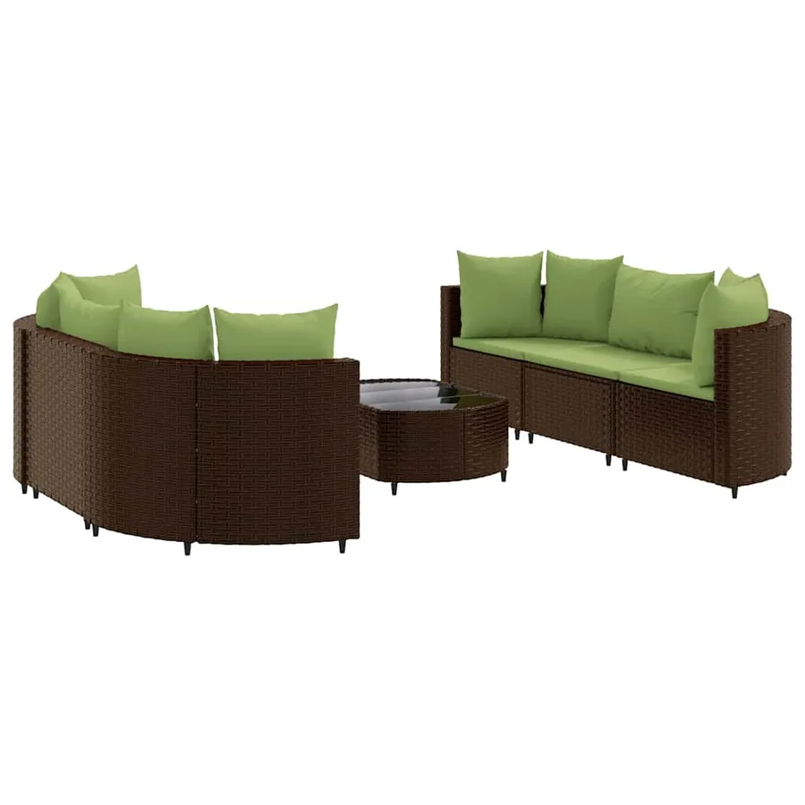 Salon de jardin avec coussins 7 pcs marron résine tressée - 2