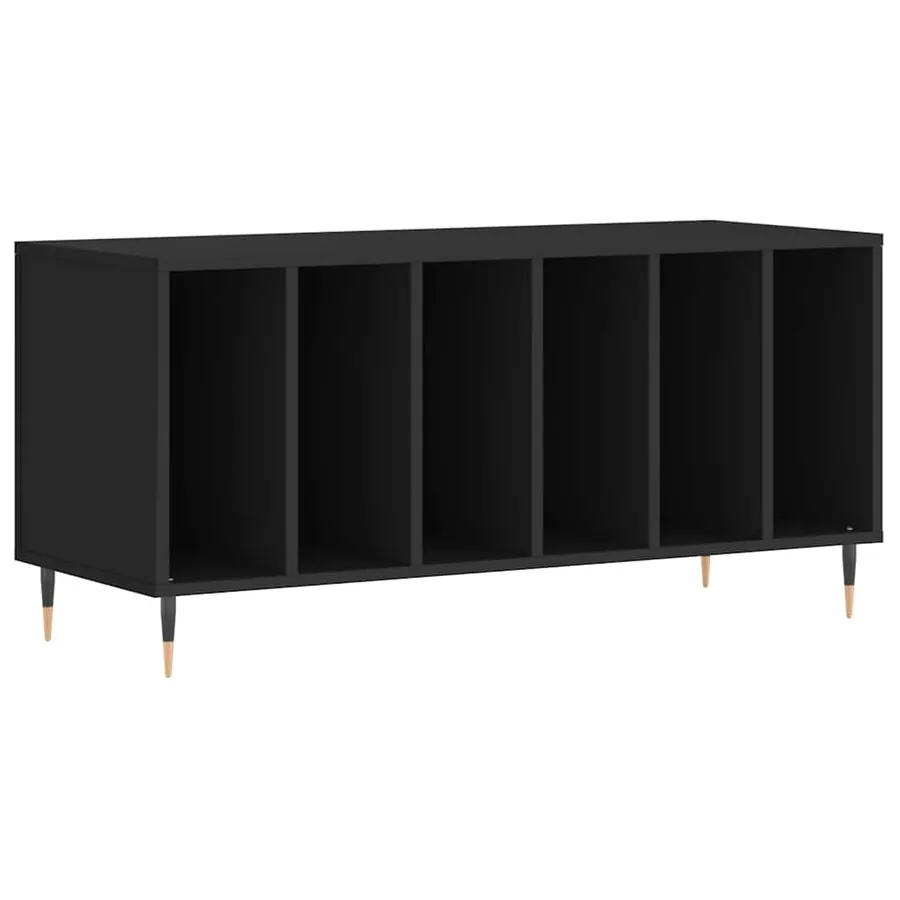 Armoire à disques noir 100x38x48 cm bois d'ingénierie - 2