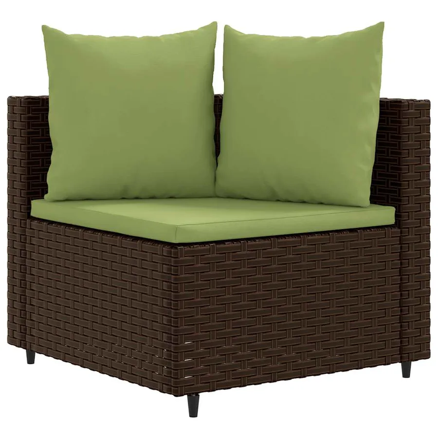 Salon de jardin 10 pcs avec coussins marron résine tressée - 3