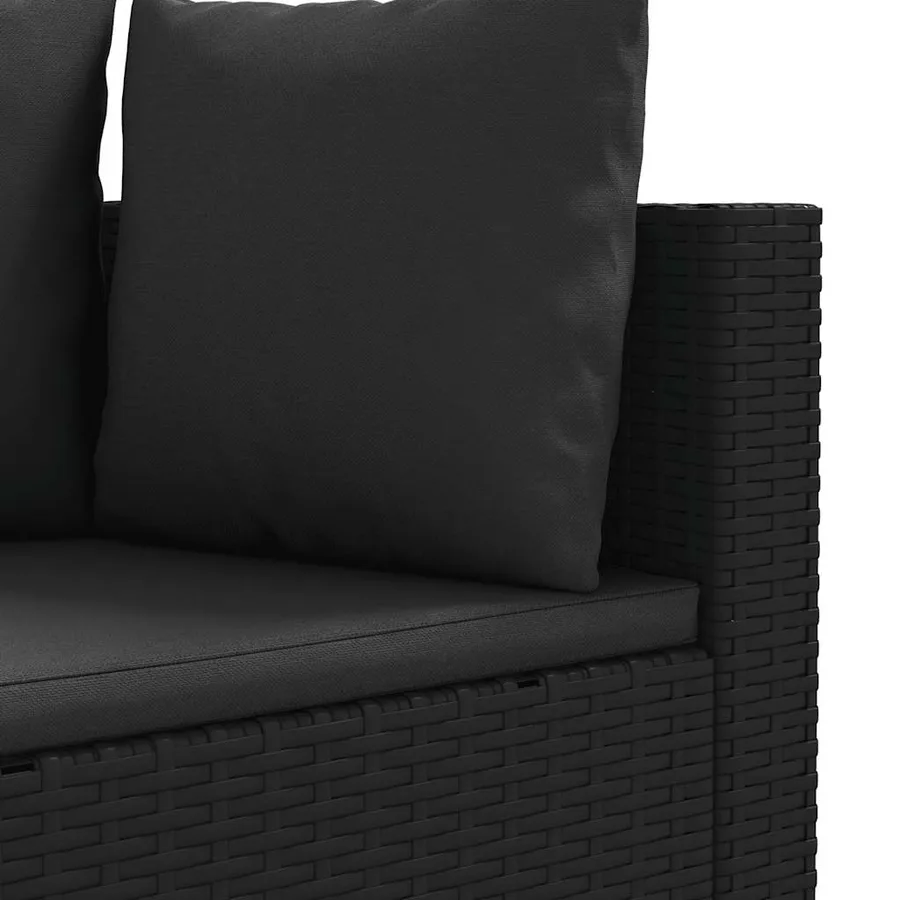 Salon de jardin 4 pcs avec coussins noir résine tressée - 6