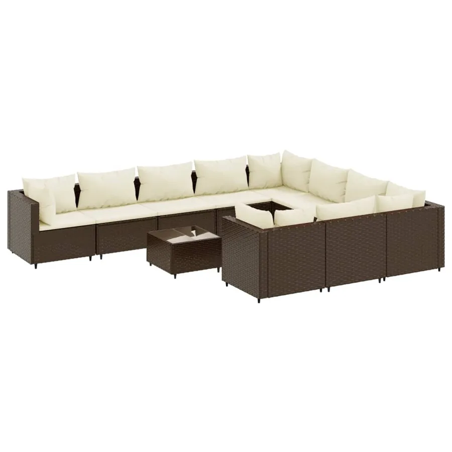 Salon de jardin et coussins 11 pcs marron résine tressée - 2