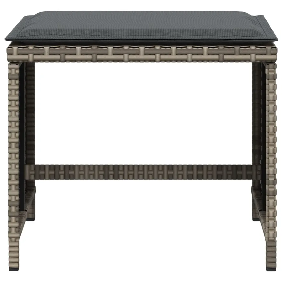 Tabourets de jardin avec coussins lot de 4 gris résine tressée - 5