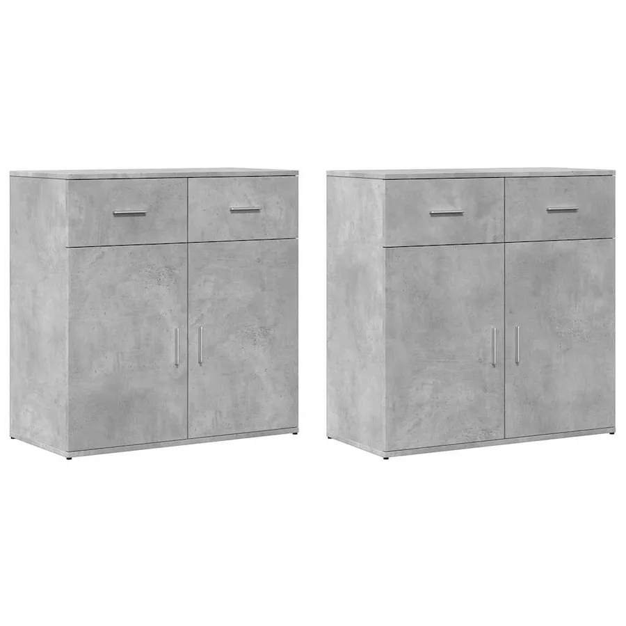 Buffets 2 pcs gris béton 79x38x80 cm bois d'ingénierie - 2