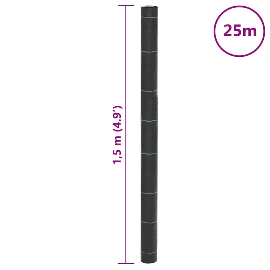 Membrane anti-mauvaises herbes noir 1,5x25 m PP - 8