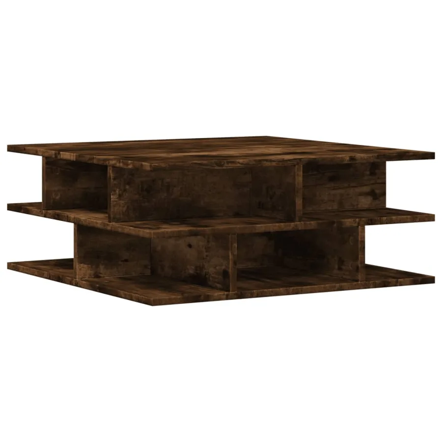 Table basse chêne fumé 70x70x29 cm bois d'ingénierie - 2