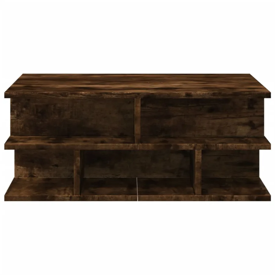 Table basse chêne fumé 70x70x29 cm bois d'ingénierie - 5