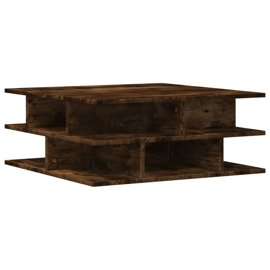 Table basse chêne fumé 70x70x29 cm bois d'ingénierie - 7