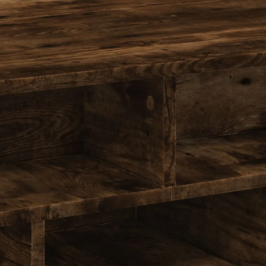 Table basse chêne fumé 70x70x29 cm bois d'ingénierie - 8