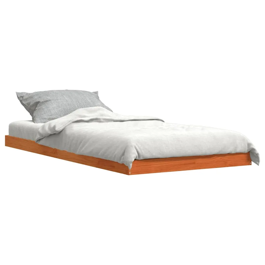 Cadre de lit sans matelas cire marron 100x200cm bois pin massif - 3