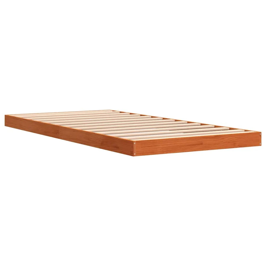 Cadre de lit sans matelas cire marron 100x200cm bois pin massif - 4