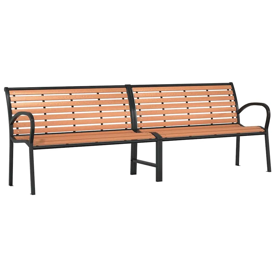 Banc de jardin marron 231 cm bois et acier enduit de poudre - 2