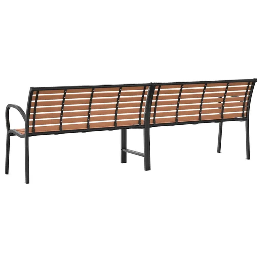 Banc de jardin marron 231 cm bois et acier enduit de poudre - 6
