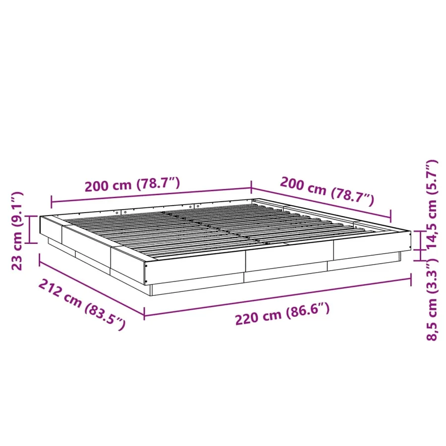 Cadre de lit avec lumières LED sans matelas blanc 200x200 cm - 14