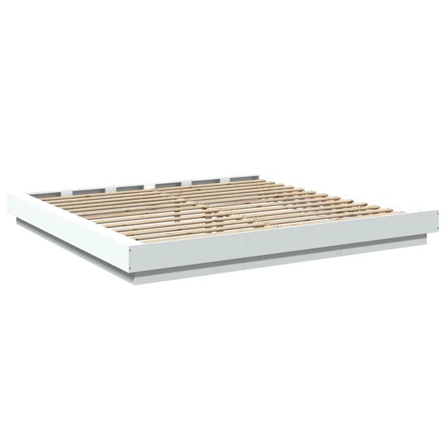 Cadre de lit avec lumières LED sans matelas blanc 200x200 cm - 7