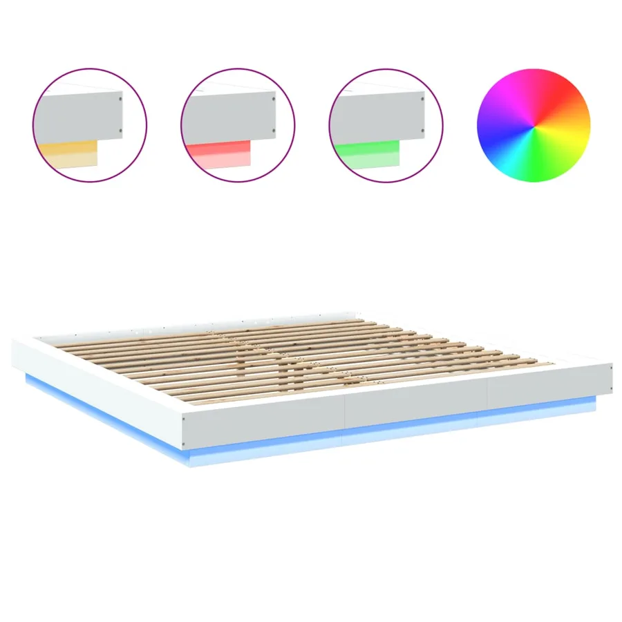 Cadre de lit avec lumières LED sans matelas blanc 200x200 cm - 8