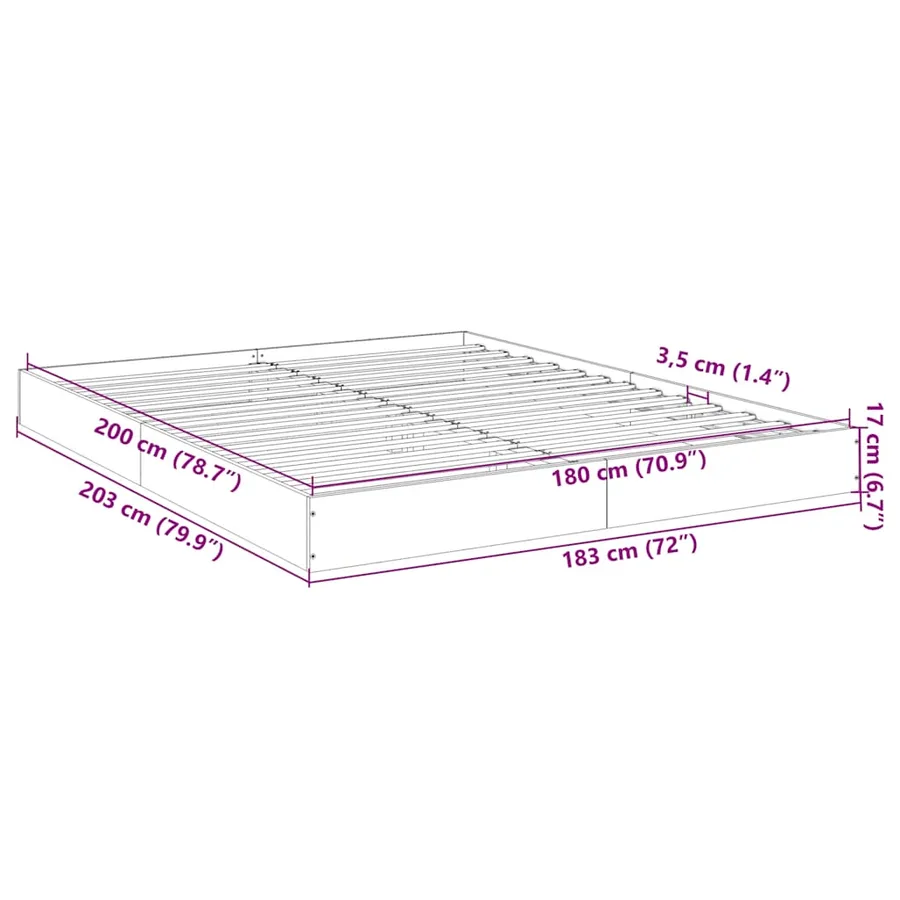 Cadre de lit sans matelas blanc 180x200 cm bois d'ingénierie - 10