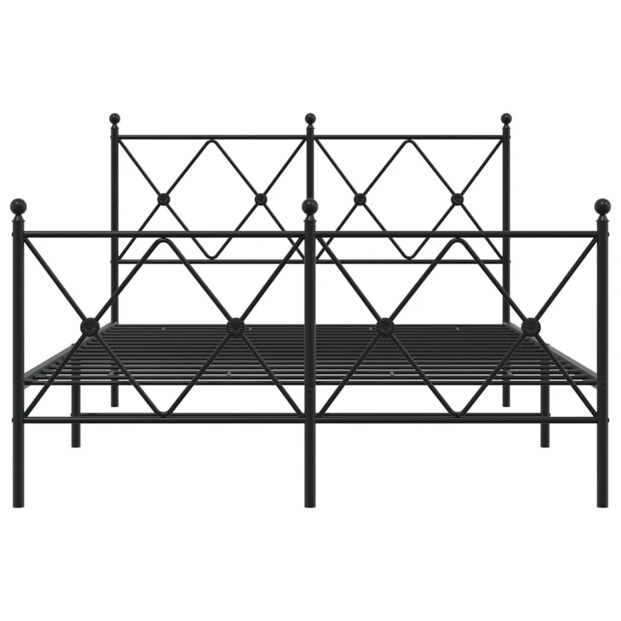 Cadre de lit métal sans matelas avec pied de lit noir 120x200cm - 4