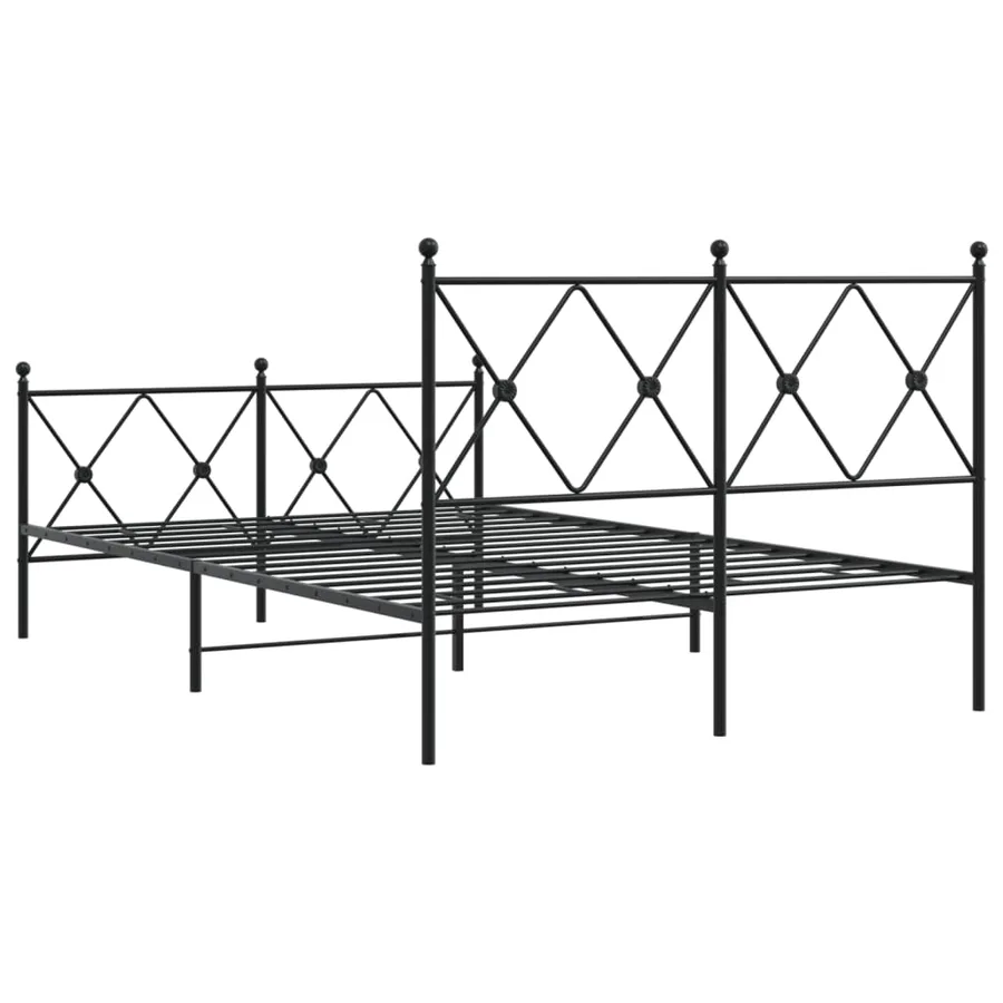 Cadre de lit métal sans matelas avec pied de lit noir 120x200cm - 6