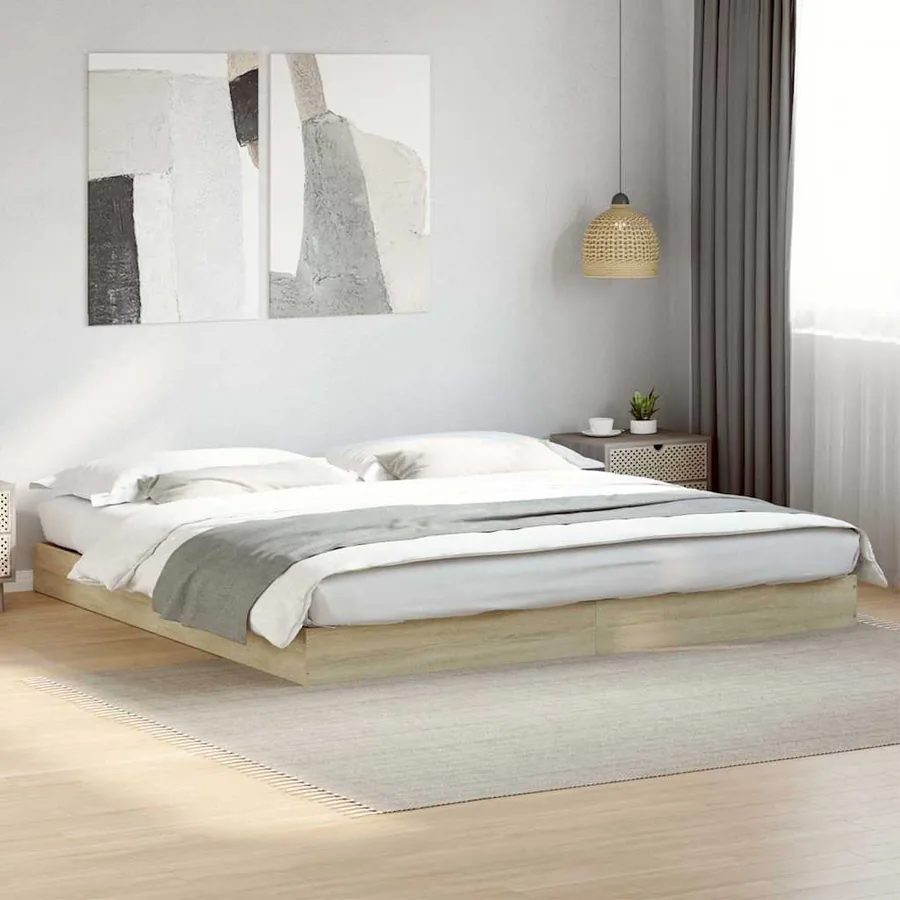Cadre de lit sans matelas chêne sonoma 180x200 cm