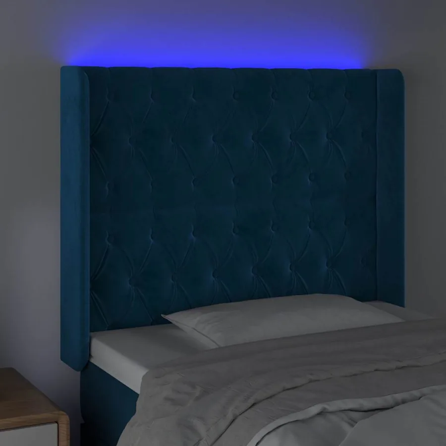 Tête de lit à LED Bleu foncé 103x16x118/128 cm Velours - 4