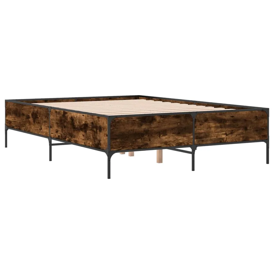 Cadre de lit sans matelas chêne fumé 150x200 cm - 3