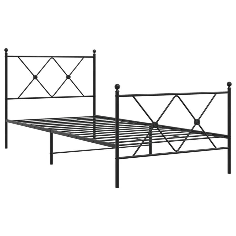 Cadre de lit métal sans matelas avec pied de lit noir 90x200 cm - 3