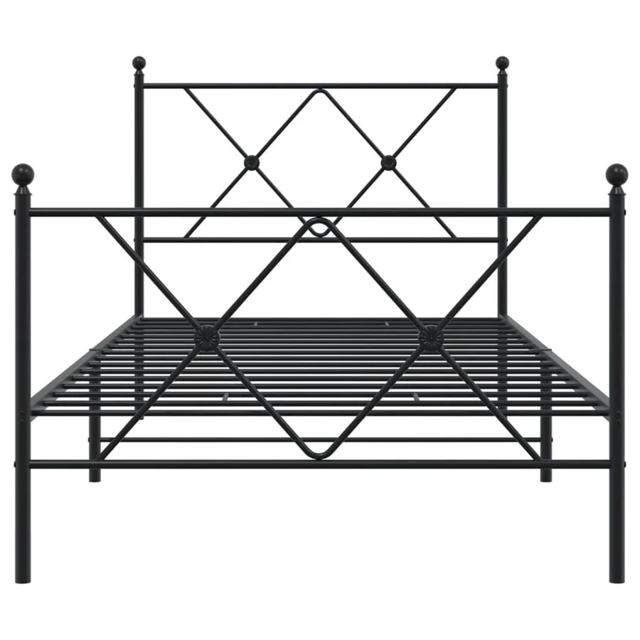 Cadre de lit métal sans matelas avec pied de lit noir 90x200 cm - 4